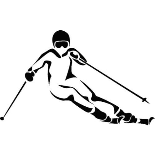 13.5*8.4CM Stylish Alpine Skiing Car Stickers Vinyl Car Decorative Accessories Black/Silver C7-0606