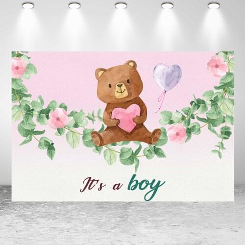 Seekpro Baby Shower Baby Bear Boy Background Photographic Elephant Kids Birthday Party Backdrop Children For Photo Studio Shoot