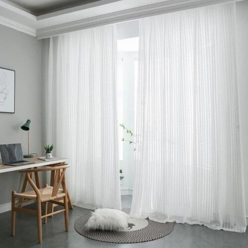 Sheer Curtains Versatile Thick Polyester Sheer Voile Window Treatment Curtain for Home