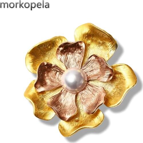 Morkopela Vintage Big Flower Brooch For Women Metal Large Blossom Pins Scarf Clothes Clip Pin Banquet Brooches Jewelry