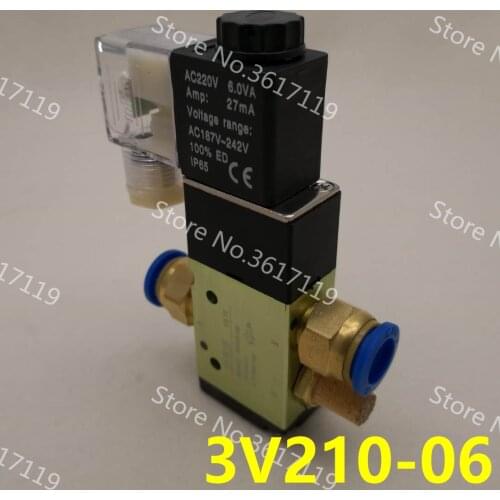 3V210-06 G1/8 High quality Solenoid valve two-position three-way solenoid directional valve air valve 110V 220V 380V 12V 24V 36V
