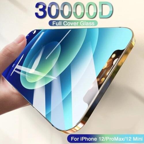 30000D Full Cover Protective Glass For iPhone 12 11 Pro Max 12 Mini X XS XR Screen Protector iPhone SE 6 7 8 Plus Tempered Glass