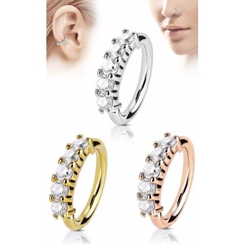1PS NEW Copper material Zircon nose ring 0-shaped Ear Ring ear bone nail series popular Tragus Ring fashion Piercing Jewelry 18G