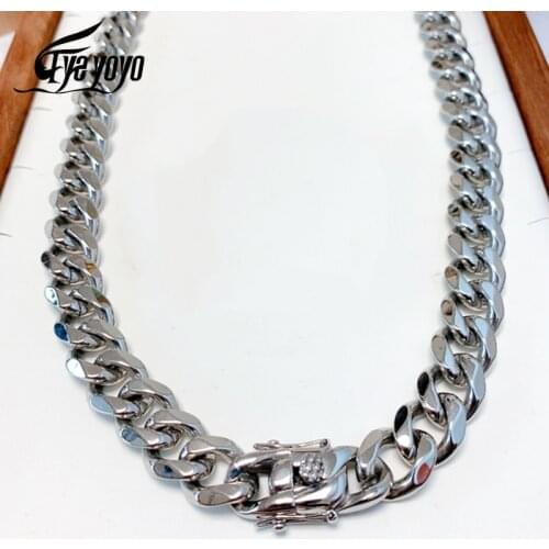 10/13mm Choker Necklace Punk Cuban Chain Necklace Waterproof Men Stainless Steel Long Link Curb Chain Gift Jewelry for friend