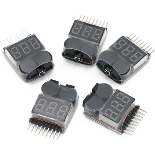 10pcs/lot 1-8S LED Lipo Voltage Indicator Checker Tester Low Voltage Buzzer Alarm