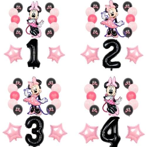 14Pcs Disney Minnie Foil Balloon Set Mickey Mouse Balloon Birthday Party Decoration Baby Shower Child Toy Air Ball Supplies