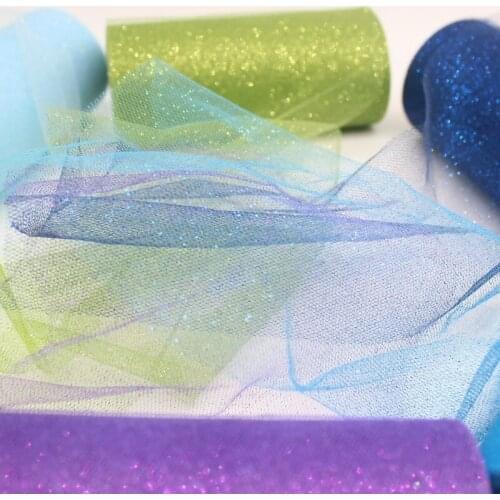 15cm 25 Yards Glitter Shimmering Tulle Roll DIY Lace Fabric Rolls Kids Tutu Skirt Apparel Knit Mesh Sewing Accessories