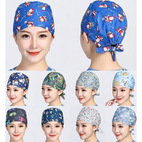 2020 Floral Print Scrub Hats Lab Hats Caps Adjustable Scrub Operation Cap Accessories Wholesale Prices Women Scrubs Hat Washable