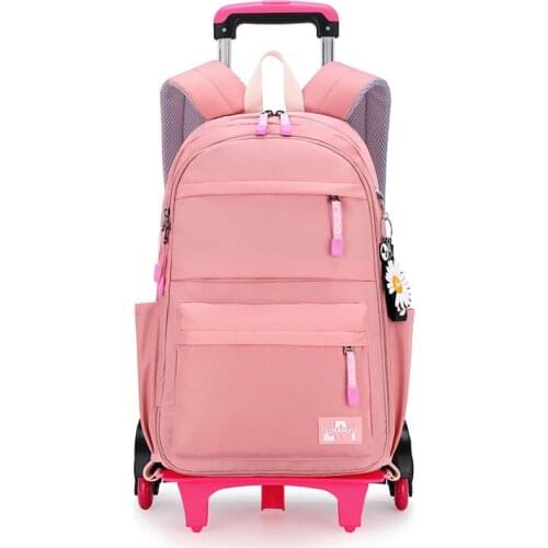 2021 kids Wheeled Backpacks Removable Children School Bags With 3 Wheeled Stairs Kids girls Trolley Schoolbags Luggage Book Bags