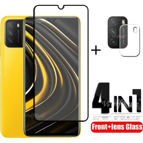 4-in-1 For Xiaomi Poco M3 Glass For Poco M3 Screen Protector HD Tempered Glass For Redmi Note 8 9 Pro Poco X3 NFC M3 Lens Glass