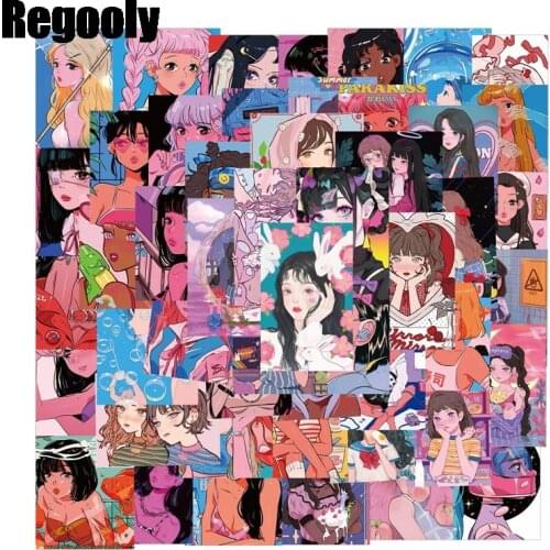 50pcs Cartoon girl illustration graffiti Cartoon scrapbooking Stickers packs Waterproof Skateboard Suitcase Guitar Graffiti