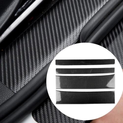 75% Dropshipping!4Pcs Carbon Fiber Auto Car Door Sill Protection Sticker Strip for Tesla Model X