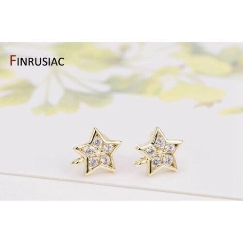 DIY making earring accessories 14k gold plated zircon mini star earrings components post earring findings wholesale