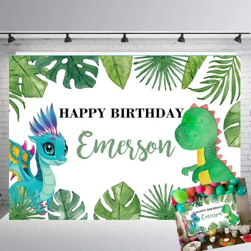 Watercolor Dinosaur theme Birthday Party backdrop Photography Backgrounds For Photo Studio Vinyl Candy Dessert baby shower B-406