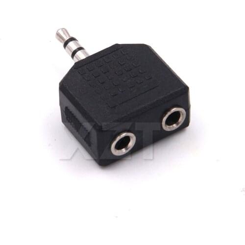 AT jack sockets 3.5mm 1 to 2 Double Earphone Headphone Y Splitter Cable Cord Adapter Plug sound quality 5PCS NEW