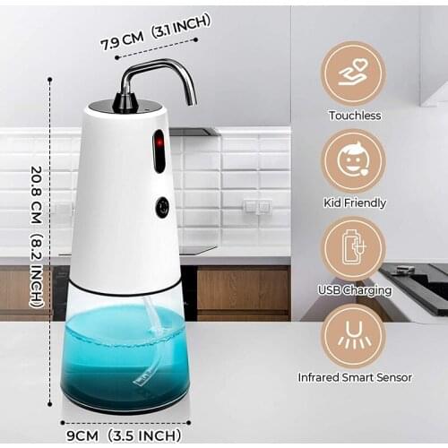 Automatic Soap Dispenser Infrared Sensor Touchless Hand Washer 8.45Oz/250Ml Rechargeable Dispenser for Bathroom, Kitchen