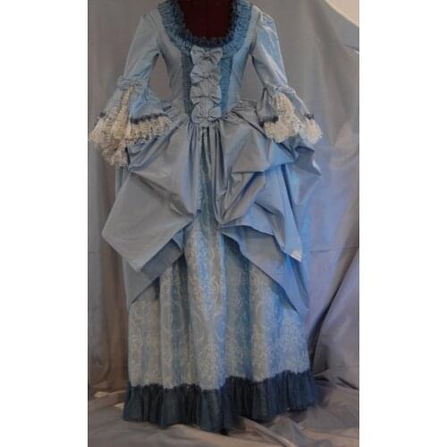 Cosplaydiy Marie Antoinette Baroque Ball Gown Medieval Court Royal Princess Renaissance Costume Blue Dust Dress Halloween Party
