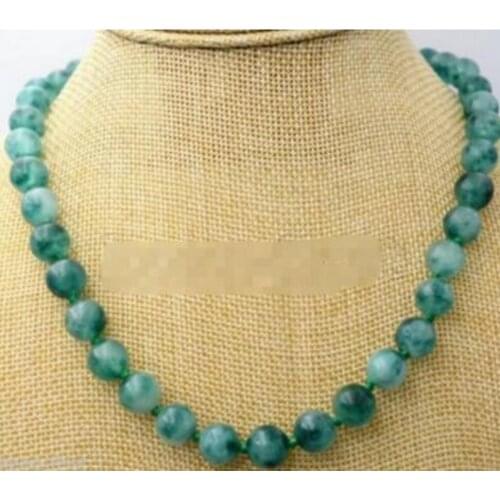 Free Shipping Natural 10mm Round GREEN red black jADE JADEITE Gemstone NECKLACE 18INCH