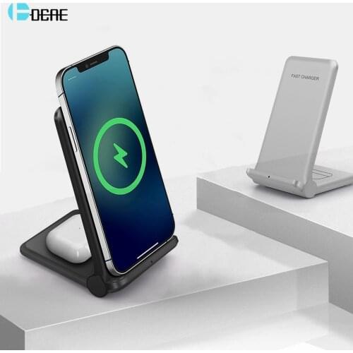 20W Qi Wireless Charger Stand For Samsung S20 S21 Buds Foldable 2 In 1 Fast Charging Dock for iPhone 12 11 XS XR X 8 AirPods Pro
