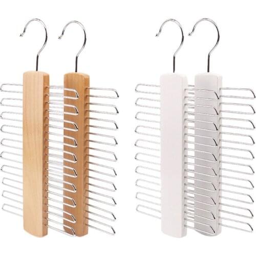 T3EC Wooden 20 Bar Tie Rack Hanger - Scarf, Belt, Accessory Organiser