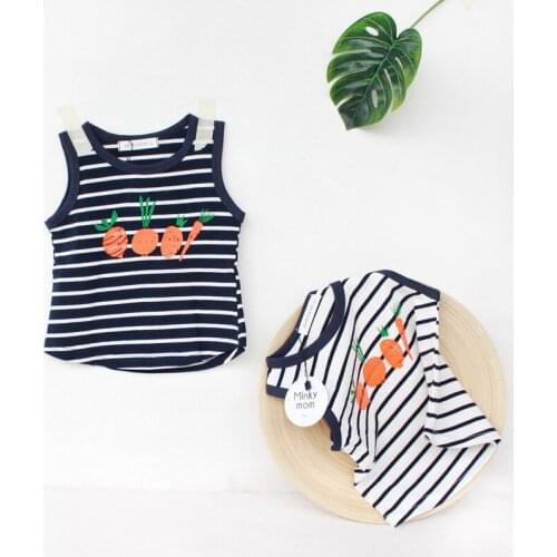 Children T-Shirts Cartoon Vegetable Carrot Printing O-Neck Summer Unisex Cotton Boys and Girls Vest Clothes for 0 1 2 3 4 5 6 Y