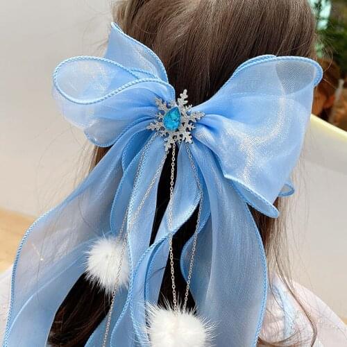 Cute Ice Gemstone Girl Hair Princess Crown Net Yarn Jewelry Crystal Childrens Headdress Elegant Beautiful Bow Girl Accessories