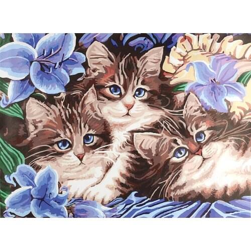 Diy oil painting by numbers canvas cat picture adult coloring paint acrylic calligraphy number wall decor landscape