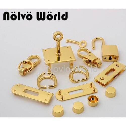 1-5 sets 36*29 gold chrome color rectangle a set of lock for DIY leather handbag with eyelets key lock purse accessories