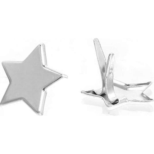 DoreenBeads Iron Alloy Star Brads Scrapbooking Embellishment for DIY Craft Jewelry Making Findings Silver Color 13*14mm, 20 PCs