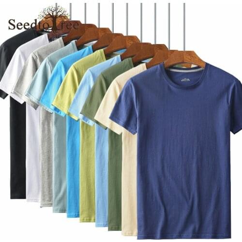 Summer New Mens Multicolor Large Size Round Neck Shirt Short-sleeved Casual Solid Color Cotton T-shirt