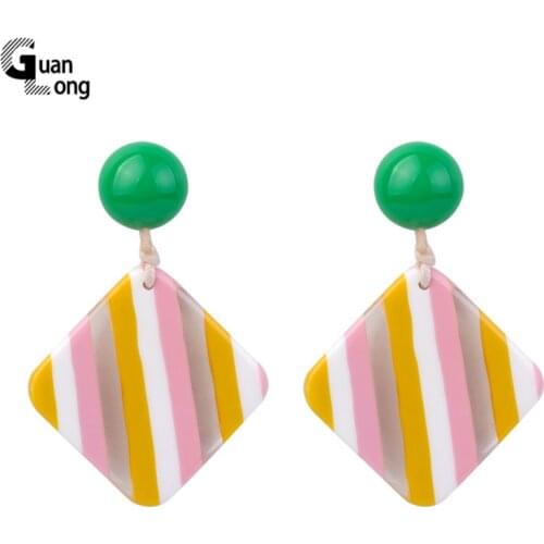 Guanlong Classic Fashion Resin Earrings Bohemian Women Big Long Round Geometric Acrylic Drop Earring for Girls Elegant Jewelry