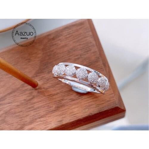 Aazuo 18K Solid White Gold Real Diamonds 0.30ct Round Line Ring Gift For Woman High Class Banquet Engagement Party Au750