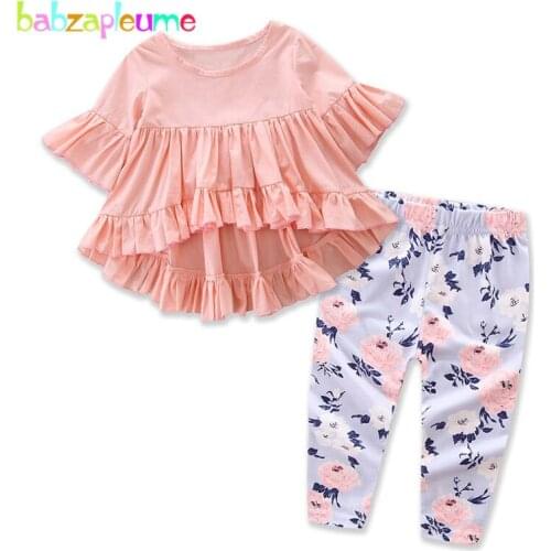 2PCS/3-24Months/Spring Summer Newborn Baby Outfit Girls Clothes Suit Pink Cute T-shirt+Flowers Pants Infant Clothing Sets BC1532