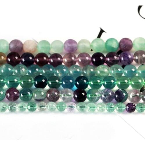High Quality Natural Fluorite Stone 4/6/8/10/12mm Round Necklace Bracelet Jewelry DIY Gems Loose Beads 38cm wk111