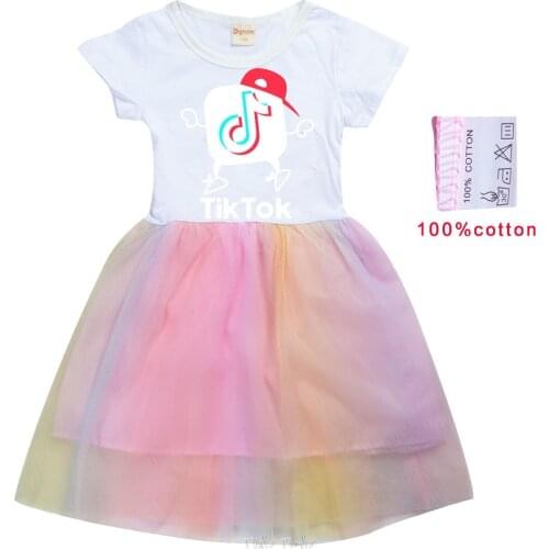 Hot Brand Tik Tok Long Sleeve Dresses For Baby Girls Clothing Cotton Autumn Spring Princess Party Cute Girl Dresses