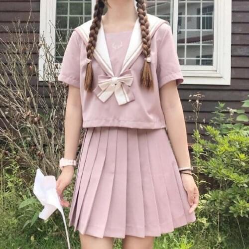 Sailor Dress Suit Girls Japanese Korea Style Jk School Uniform Short&Long Sleeve Hell Pleated Skirt Academy Anime Cute Cosplay