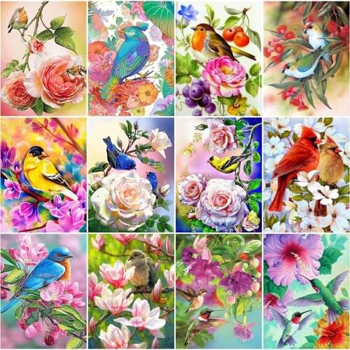 MomoArt Diamond Painting Animal New Arrival Diamond Mosaic Bird Cross Stitch Kits Embroidery Flower Full Drill Square Home Decor