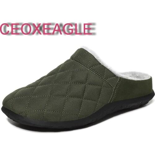 New Cotton Slippers Men Winter Outdoor Men Shoes WaterProof Cold-Proof Casual Sandals Men Plush Warm Man Footwear Big Size 38-48