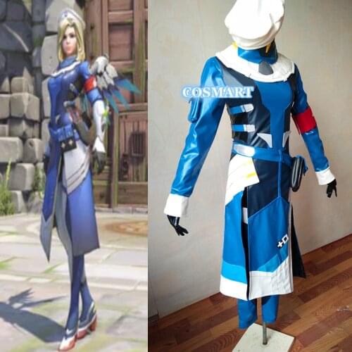 [Customize]Game OW Figure Mercy Angel Ziegler Battlefield Doctor Skin Halloween Cosplay Costume New 2018