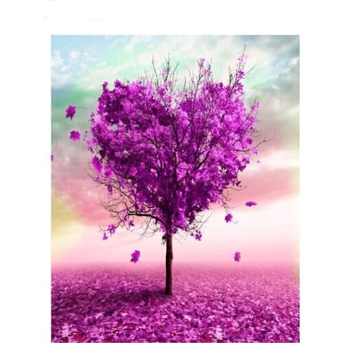 DIY Digital Painting By Numbers Package Pink love tree oil painting mural Kits Coloring Wall Art Picture Gift frameless