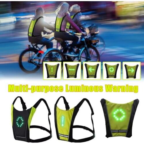 New LED Turn Signal Vest Led Reflective Vest Warning Direction Backpack with Remote Controller for Night Cycling Running Walking