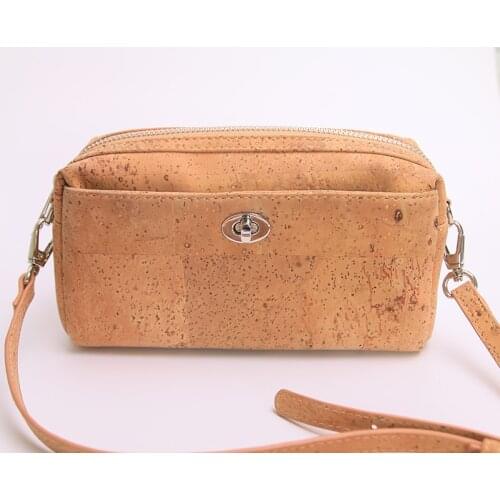 Wholesale Solid Color Natural Cork Bag Single Strap Small Size Zipper Wooden Crossbody Bags Women Vegan Stylish Gift