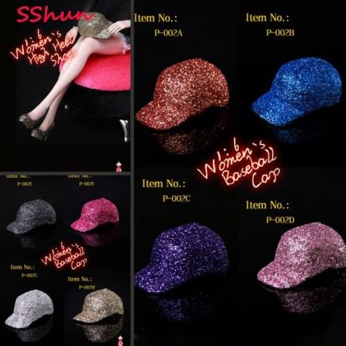P-002 mini times toys 1/6 Scale Female sequin gold silk trendy cap Model Toys For 12'' Action Figure Body DIY