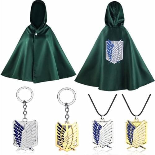 Attack on Titan Anime Cloak Gloves Necklace Shingeki No Kyojin Cosplay Scouting Legion Wings of Liberty Ackerman Fashion costume