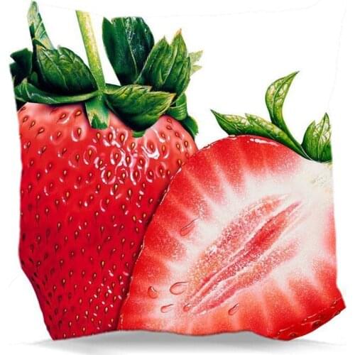 Half Fruits Peach strawberry of Square cotton polyester Cushion Cover for Soft Sofa home car Decorative