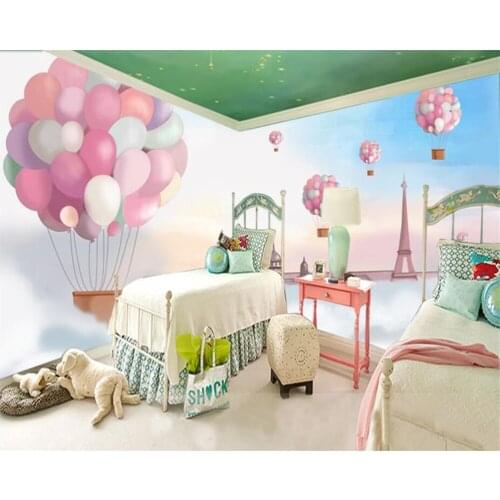 Beibehang Custom 3d wallpaper mural cartoon hand-painted hot air balloon living room childrens room background 3d wallpaper