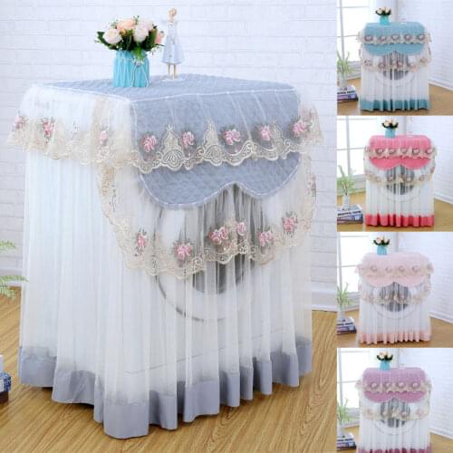 Lace Ruffle Floral Washing Machine Dust Cover Embroidery Floral Home Decor Turbo Drum Washing Machine Waterproof Protector Cover