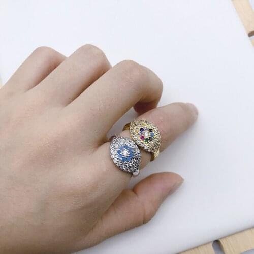 5pcs/lot 2019 New Arrival Eye CZ Paved Rings Adjustable Rings For Engagement