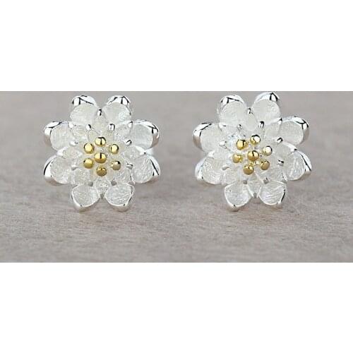 Romantic Flower Top Selling Fashion Stud Earrings Accessories 925 Sterling Silver Jewelery Gift For Women Girls