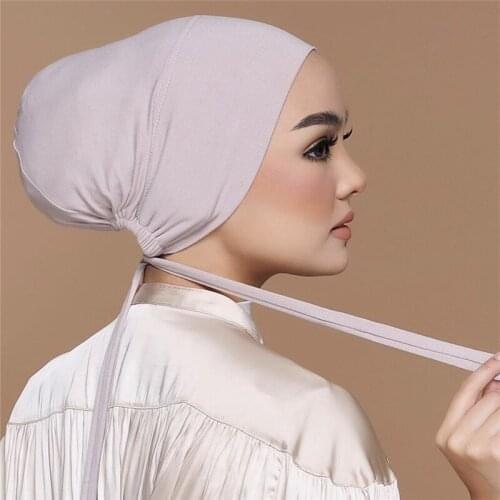 2021 Women Under Scarf Hijab Tube Bonnet Bone Chemo Hat Cotton Head Cover Inner Caps Muslim Inner Hijabs Cap Underscarf Turban